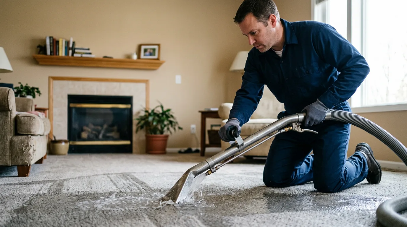 Water damage restoration technician working near Waynesville, NC